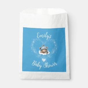 Snow Excited Blue Teddy Bear Baby Shower Favour Bags