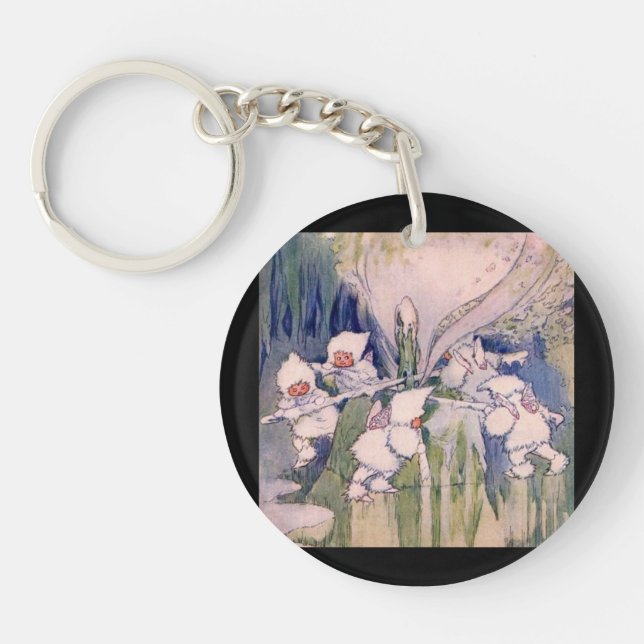 Snow Faeries Making Snow  Key Ring (Front)