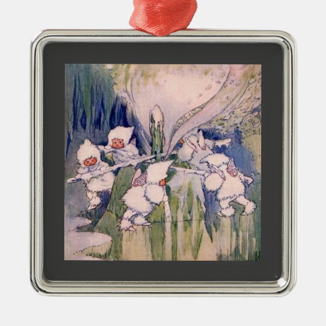 Snow Faeries Making Snow Metal Tree Decoration (Front)