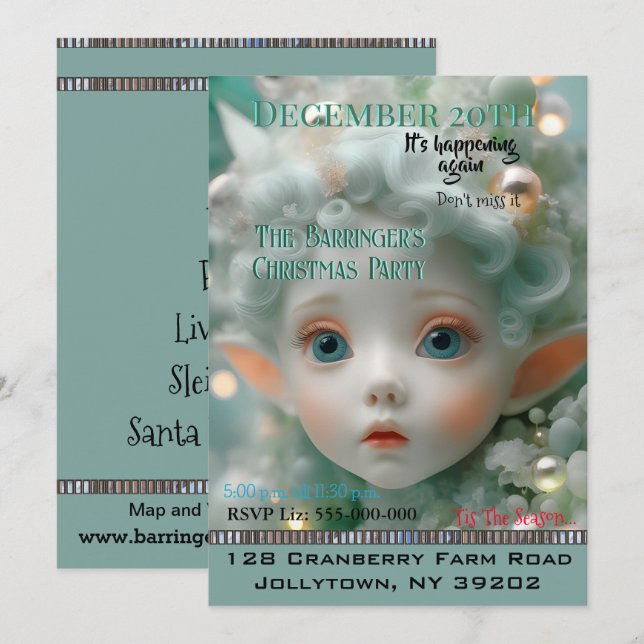Snow Fairy Annual Christmas Party Invite (Front/Back)