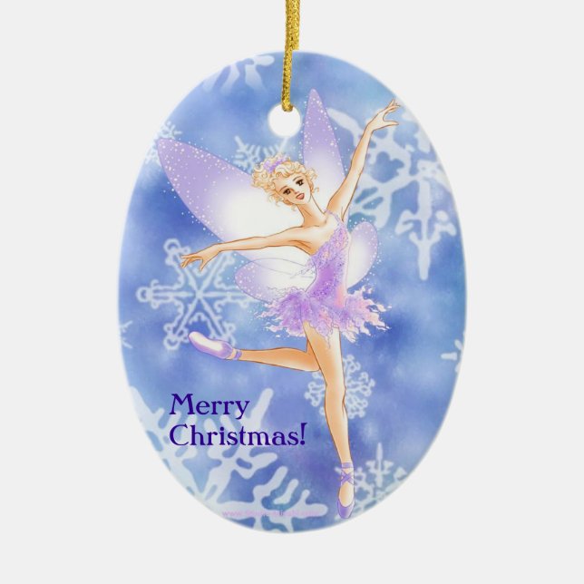 Snow Fairy Ballet Oval Ornament (customisable) (Front)