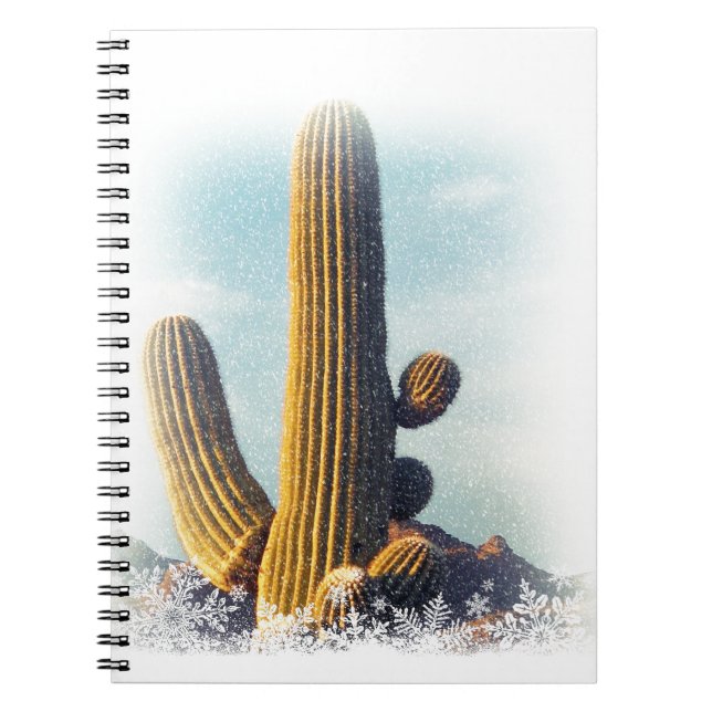 Snow Falling on Saguaro Notebook (Front)