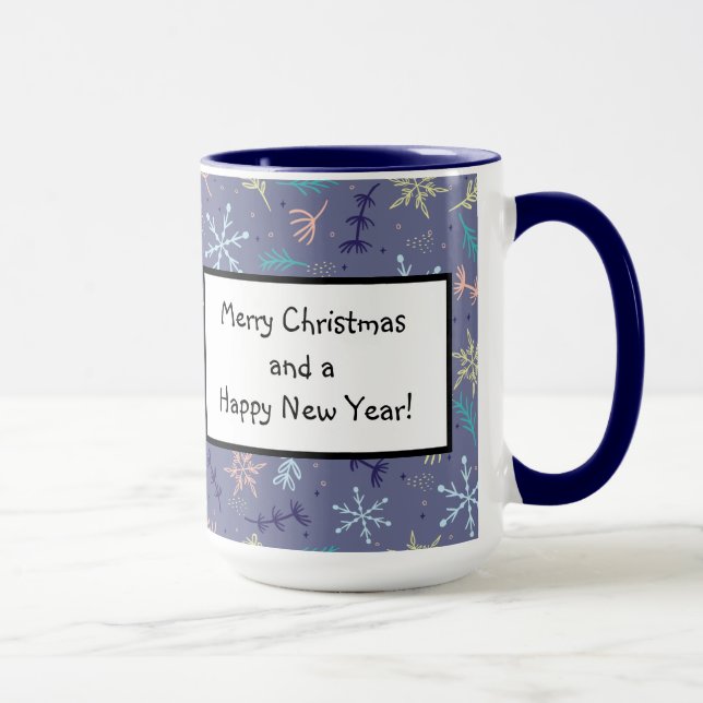 Snow Falling Snowflakes Pine Boughs Blowing Mug (Right)