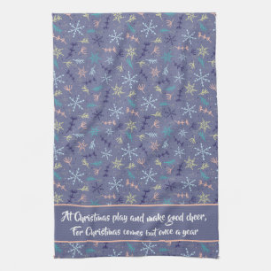 Snow Falling Snowflakes Pine Boughs Blowing Quote Tea Towel