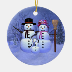Snow Family with 1 Boy Ornament
