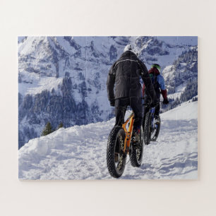 Snow Fatbikes Mountain Bikes Bicycles Cycling Jigs Jigsaw Puzzle