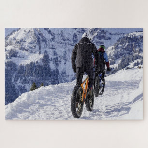 Snow Fatbikes Mountain Bikes Bicycles Cycling Jigsaw Puzzle