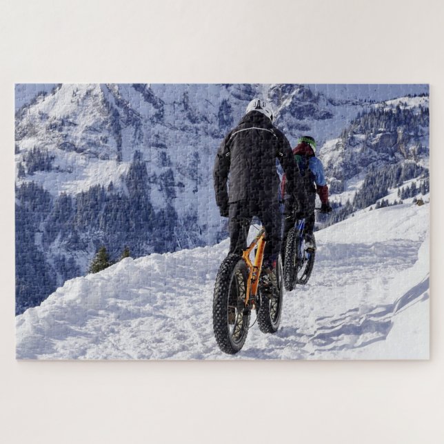 Snow Fatbikes Mountain Bikes Bicycles Cycling Jigsaw Puzzle (Horizontal)