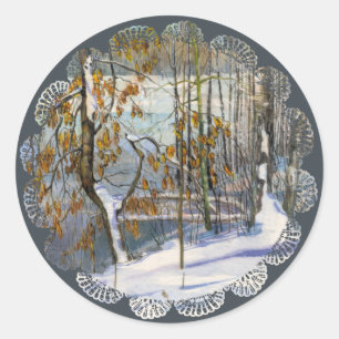Snow fell classic round sticker