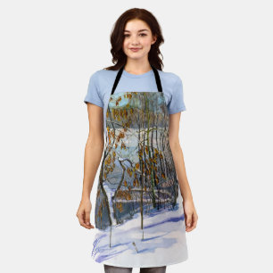 Snow fell Watercolor painting Apron