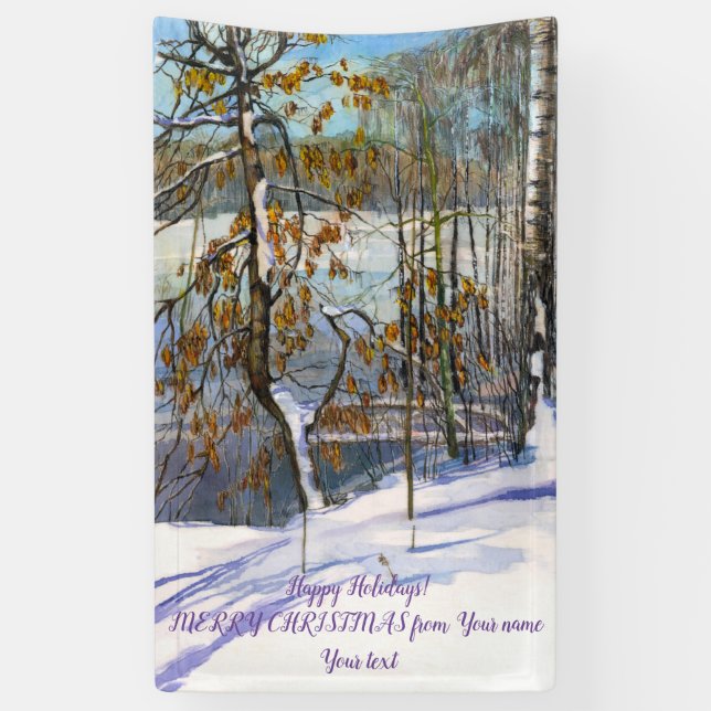 Snow fell Watercolor painting Banner (Vertical)