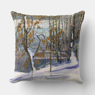 Snow fell Watercolor painting Cushion