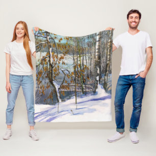 Snow fell Watercolor painting Fleece Blanket