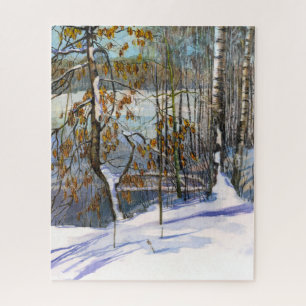 Snow fell Watercolor painting Jigsaw Puzzle