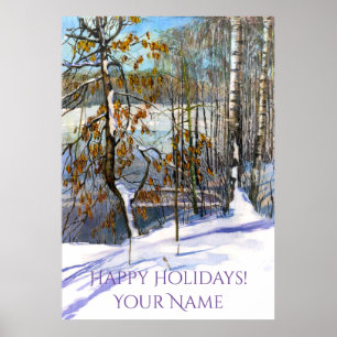 Snow fell Watercolor painting Poster