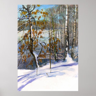 Snow fell Watercolor painting Poster