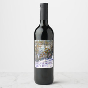 Snow fell Watercolor  Wine Label