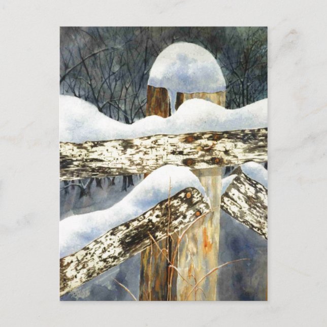 "Snow Fence" Country Roads Postcard (Front)