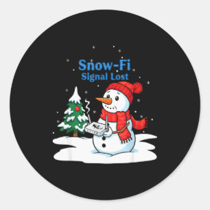 Snow-fi Signal Lost Funny Christmas Snowman Wifi  Classic Round Sticker