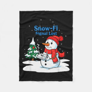 Snow-fi Signal Lost Funny Christmas Snowman Wifi  Fleece Blanket