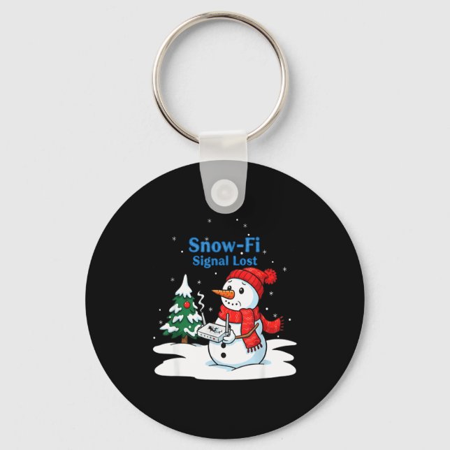 Snow-fi Signal Lost Funny Christmas Snowman Wifi  Key Ring (Front)