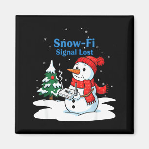 Snow-fi Signal Lost Funny Christmas Snowman Wifi  Magnet