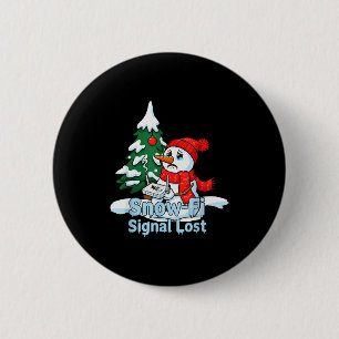 Snow-fi Signal Lost Funny Snowman Christmas Art  6 Cm Round Badge