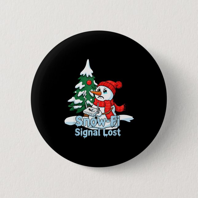 Snow-fi Signal Lost Funny Snowman Christmas Art  6 Cm Round Badge (Front)