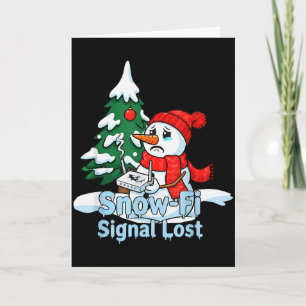 Snow-fi Signal Lost Funny Snowman Christmas Art  Card