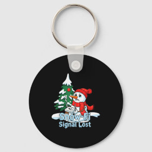 Snow-fi Signal Lost Funny Snowman Christmas Art Key Ring