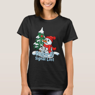 Snow-fi Signal Lost Funny Snowman Christmas Art  T-Shirt