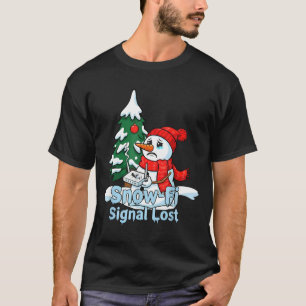 Snow-fi Signal Lost Funny Snowman Christmas Art T-Shirt