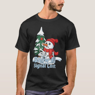 Snow-Fi Signal Lost Funny Snowman Christmas Art T-Shirt
