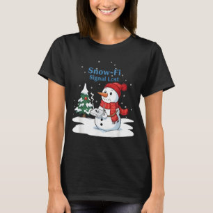 Snow-Fi Signal Lost Funny Snowman Christmas Art T-Shirt