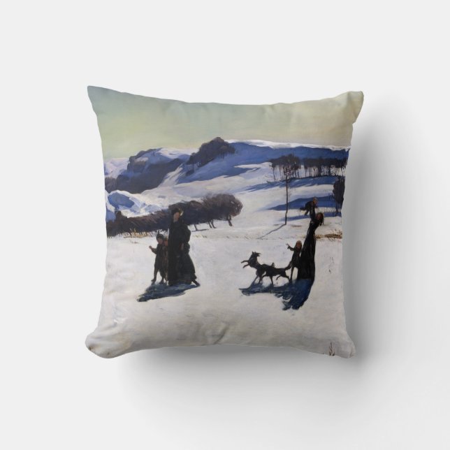 Snow Fields by an American Painter Christmas Gift Cushion (Front)