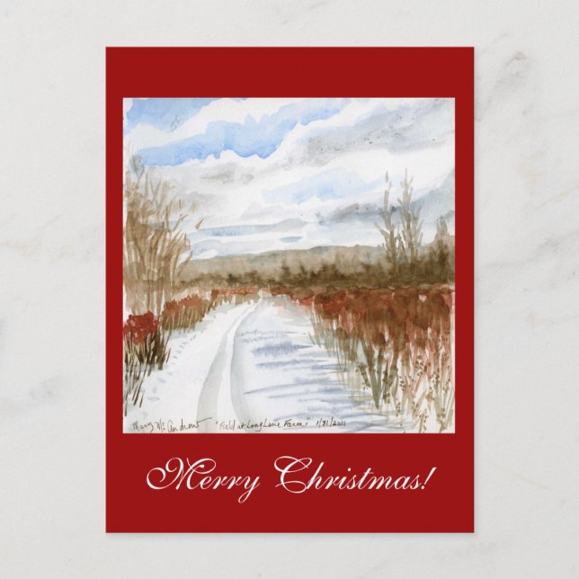Snow Filled Field winter landscape Holiday Postcard (Front)