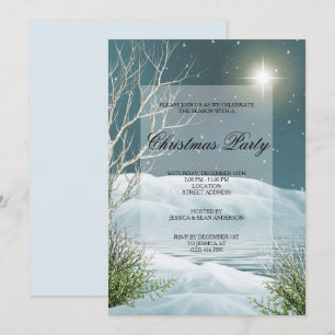Snow Filled Night Scenery Christmas Party Invitation