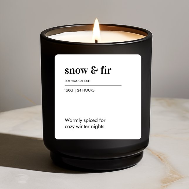 Snow & Fir Minimalist Soy Candle | Cosy Winter  Square Sticker (Creator Uploaded)
