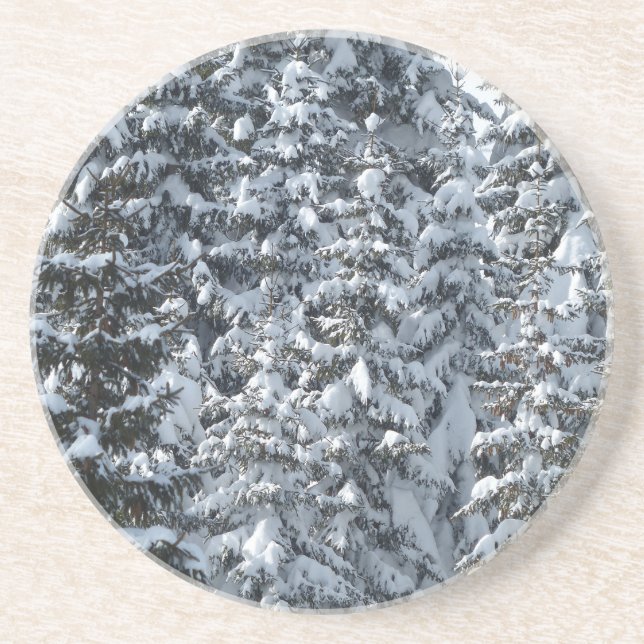 Snow Fir Tree Texture Coaster (Front)