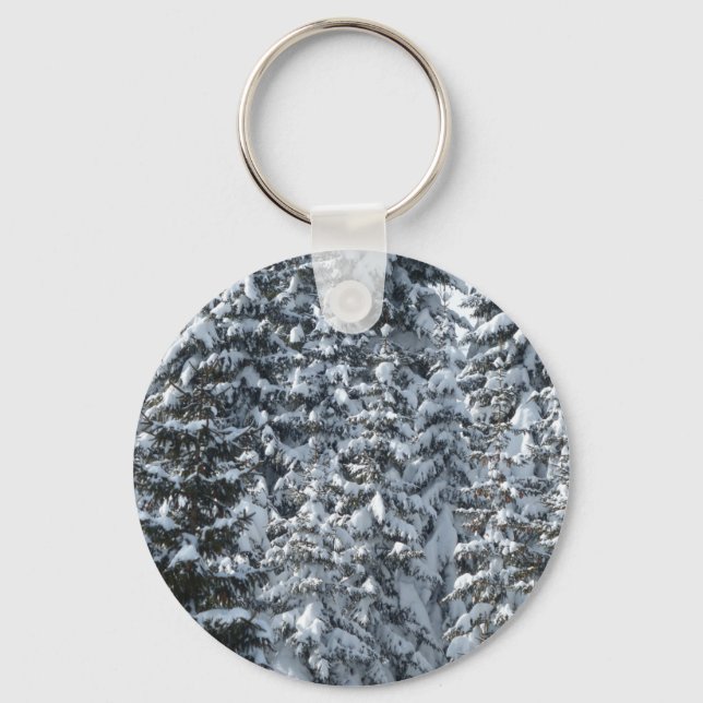 Snow Fir Tree Texture Key Ring (Front)