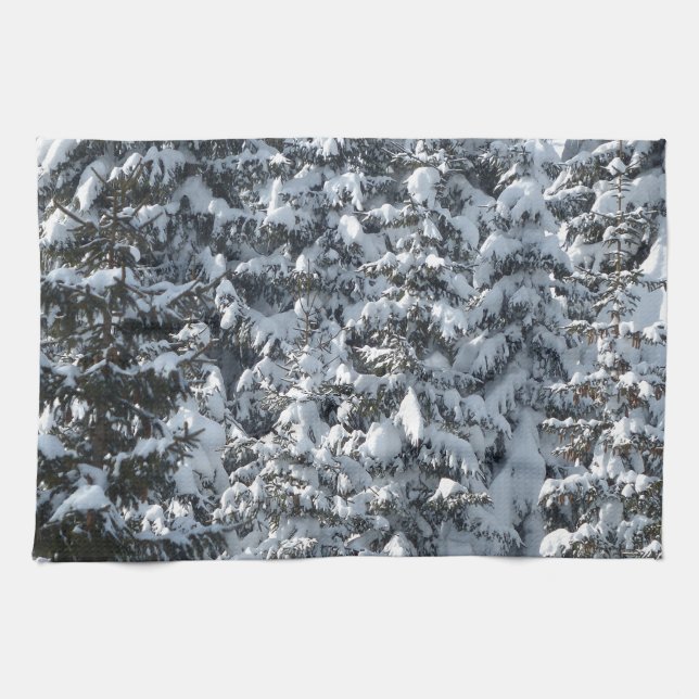 Snow Fir Tree Texture Tea Towel (Horizontal)