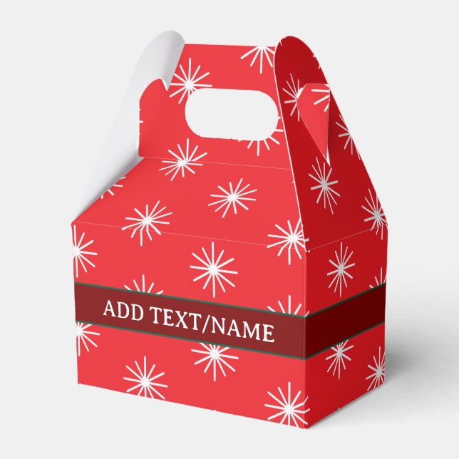 Snow Flake Pattern In Red Green White Favour Box (Front Side)