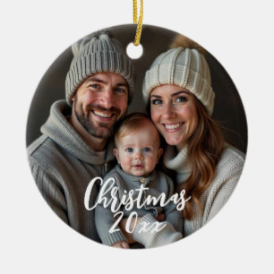 snow flake winter photo ceramic tree decoration