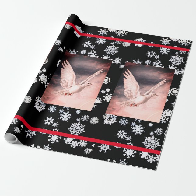 SNOW FLAKES AND PEACE DOVES CHRISTMAS GIFT Paper (Unrolled)