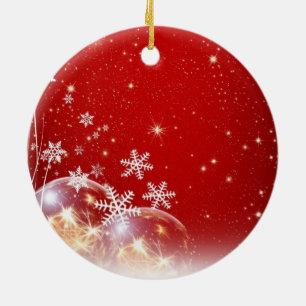 Snow flakes at Christmas Ceramic Tree Decoration