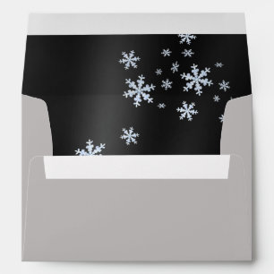 Snow Flakes Black Invitation Card Envelope
