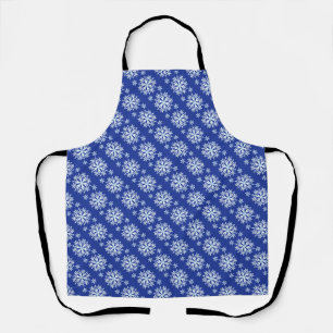 Snow Flakes Blue White Apron