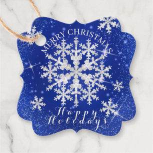 Snow Flakes Blue White Favour Tags