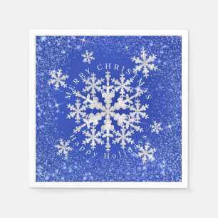 Snow Flakes Blue White Napkin