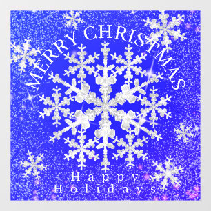 Snow Flakes Blue White  Window Cling